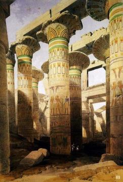 Architecture and Art of the great Temple of Karnak. City of Thebes. Egypt. Artwork by David Roberts