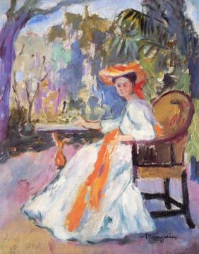 Jeanne with an Orange Ribbon Artwork by Henri Manguin