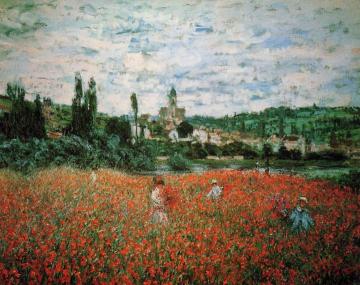 Poppy Field near Vetheuil Artwork by Claude Oscar Monet