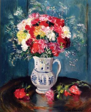 Vase of Flowers on a Round Table Artwork by Charles Camoin