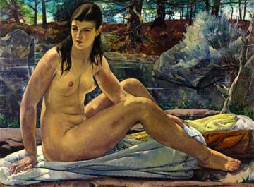 Seated Nude In A Landscape Artwork by Leon Kroll