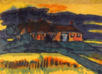 Marsh Landscape with Farmhouse Artwork by Emil Nolde
