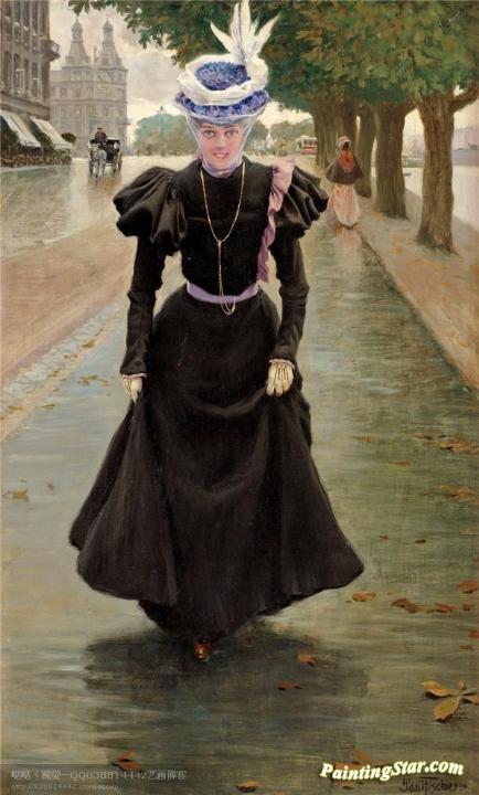 Elegant Copenhagen Girl Artwork by Paul Gustave Fischer
