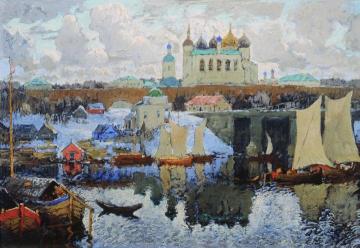 Pier in Novgorod Artwork by Konstantin Gorbatov