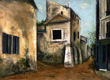La belle Gabrielle et la rue Saint-Vincent Artwork by Maurice Utrillo