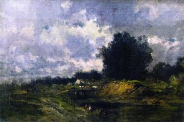 Cattle Crossing a Bridge Artwork by Charles Henry Miller