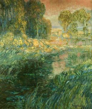 A Red Twilight Sky - The Daybreak Artwork by Václav Radimský