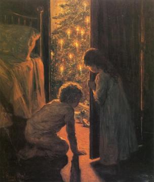 Christmas Morning Artwork by Henry Mosler