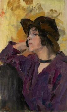 A Lady In Front Of Van Gogh's Sunflowers Artwork by Isaac Israels