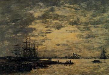 Bordeaux, Boats on the Garonne Artwork by Eugène-Louis Boudin