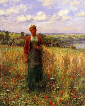 Gathering Wheat Artwork by Daniel Ridgway Knight