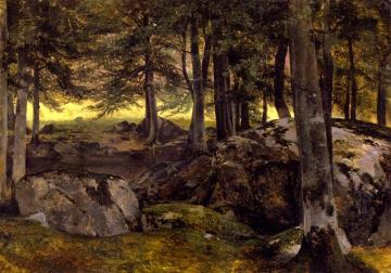 Beech Grove, Rocky Foreground Artwork by Alexandre Calame
