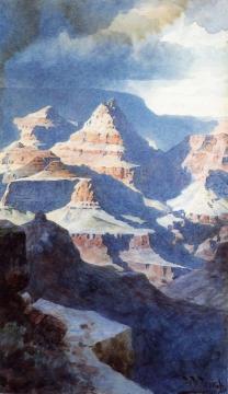 View Of The Vishnu Temple From The North Rim Of The Grand Canyon Artwork by William Robinson Leigh