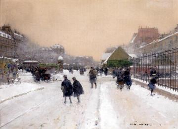 Paris with Snow Artwork by Luigi Loir