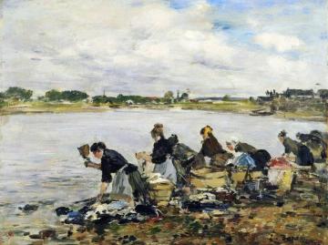 Laundresses on the Banks of the Touques Artwork by Eugène-Louis Boudin
