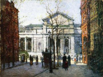 The New York Library Artwork by Paul Cornoyer