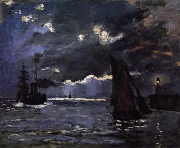 Seascape, Night Effect Artwork by Claude Oscar Monet