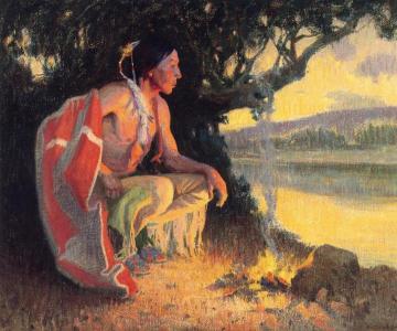 Indian By The Fire Artwork by E. Irving Couse