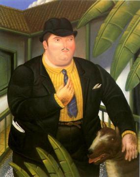 Man With Dog Artwork by Fernando Botero