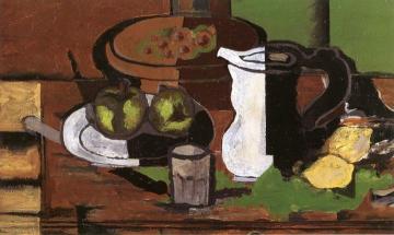 Knife, Plums, Grapes, Pitcher Artwork by Georges Braque