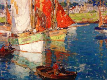 Brittany Boats Artwork by Edgar Alwyn Payne