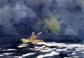 Paddling At Dusk Artwork by Winslow Homer