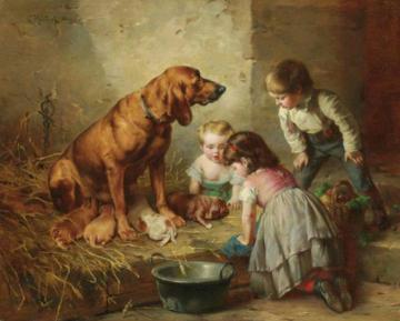 Seeing after the pups Artwork by Carl Reichert