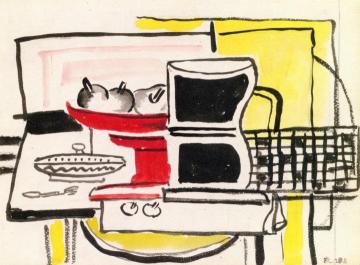 Still Life with Fruit Dish Artwork by Fernand Léger