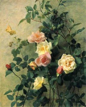 Roses on a Wall Artwork by George Cochran Lambdin