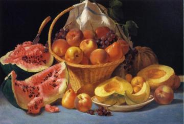 Still Life with Melons, Peaches and Grapes Artwork by John F. Francis