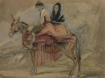 Spanish Couple Riding A Mule Artwork by John Frederick Lewis