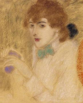 Zorka with a Blue Glass Artwork by József Rippl-Rónai