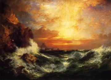 Sunset Near Land's End, Cornwall, England Artwork by Thomas Moran