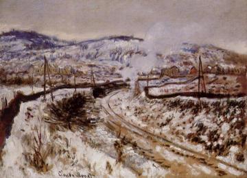 Train in the Snow, Argenteuil Artwork by Claude Oscar Monet