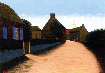 Village Street with Blue Shutters Artwork by Camille Bombois