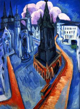 The Red Tower at Halle Artwork by Ernst Ludwig Kirchner