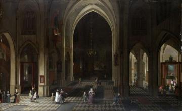 A Church Interior By Candlelight Artwork by Pieter Neefs the Elder