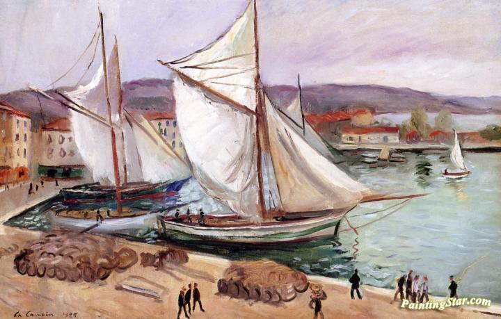 Tartans, Drying Sails in the Port of Saint-Tropez Artwork by Charles Camoin