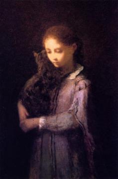 Girl with Kitten Artwork by William Morris Hunt