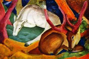 Stags in the Woods Artwork by Franz Marc