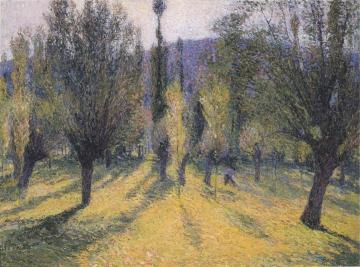 Soleil a travers le peupliers Artwork by Henri Martin