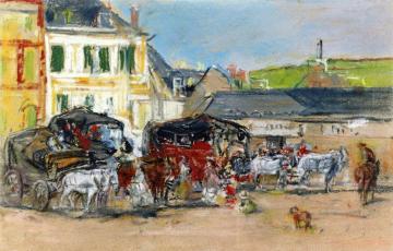 The Wagons Artwork by Eugène-Louis Boudin
