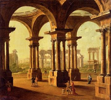Cappricio Of Roman Ruins with Classical Figures Artwork by Antonio Joli