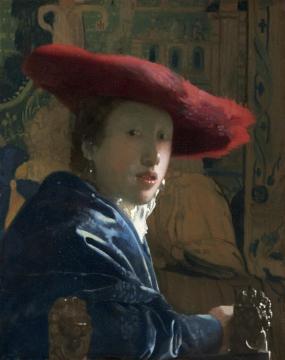 Girl With A Red Hat Artwork by Johannes Vermeer