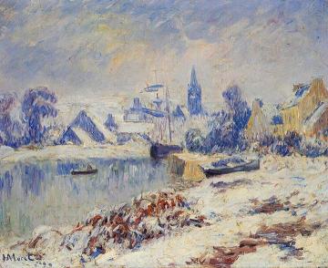 Quimper, Lake Marie in the Snow Artwork by Henry Moret