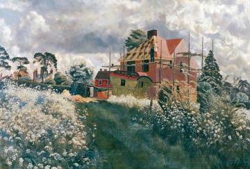 Roofing A New House Artwork by John Arthur Malcolm Aldridge