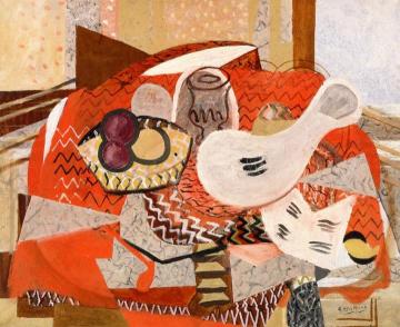 Still Life On Red Tablecloth Artwork by Georges Braque