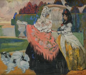 Women in Mantillas Artwork by Léon Cauvy