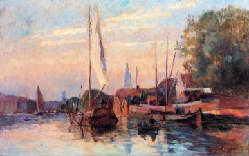 View Of Delft, Sunset Artwork by Albert Lebourg