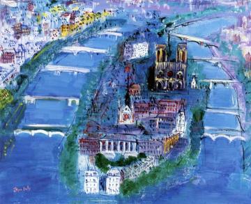 Ile De La Cité, Paris Artwork by Jean Dufy